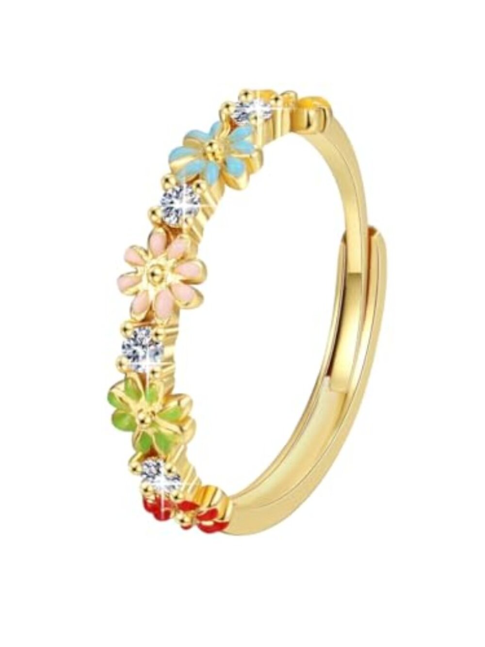 New - Dainty Daisy Rings Colorful Flower Adjustable Rings‎ for Women Jewelry